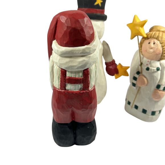 Midwest of Cannon Falls Eddie Walker Santa Angel snowman carved wood figures - Picture 6 of 11